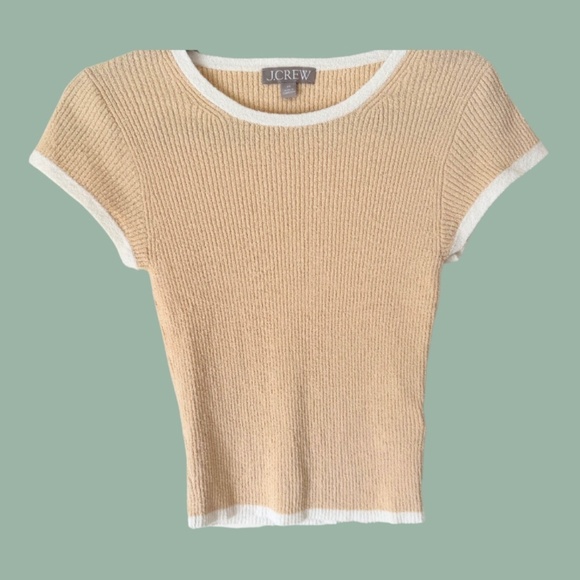 J.Crew Cropped Cap-Sleeve Sweater T-Shirt Beige | Size XS - Picture 1 of 5